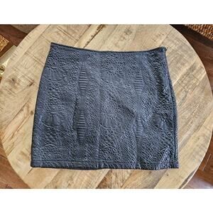 Bebe Womens Faux Leather Mini Skirt Black Size 10 Punk Embossed Club Goth